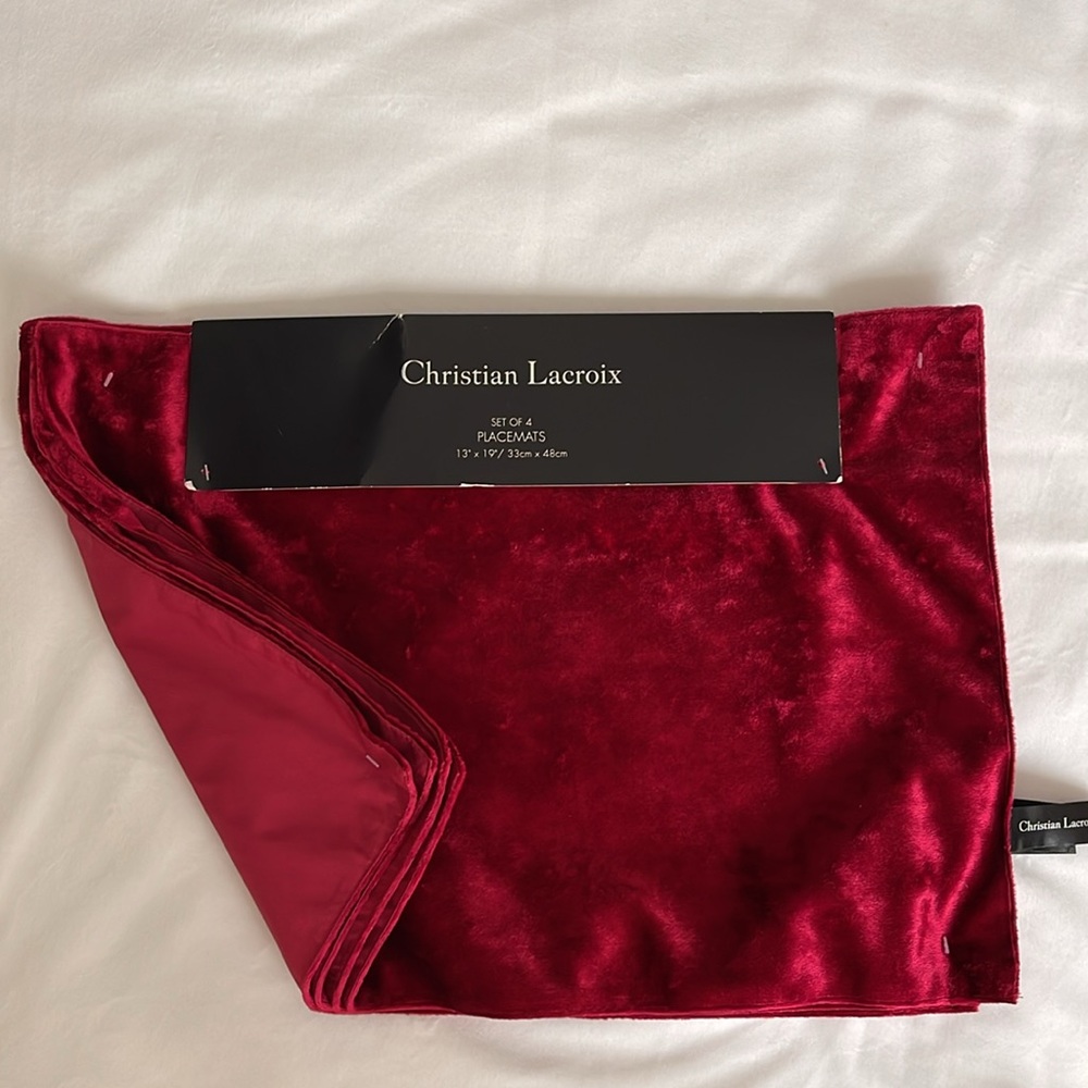 Christian Lacroix Red Velvet Table Placemats, Set of 4 - Picture 6 of 7